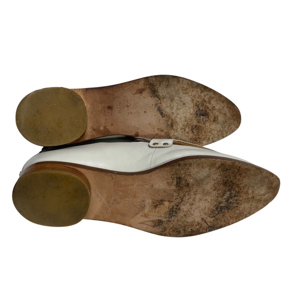 Womens Joie White Leather Studded Loafer Flats Shoes Pointed 39.5 Slip On Casual - Picture 9 of 9